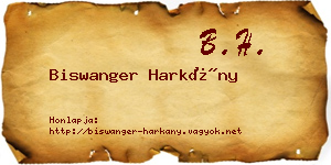 Biswanger Harkány névjegykártya